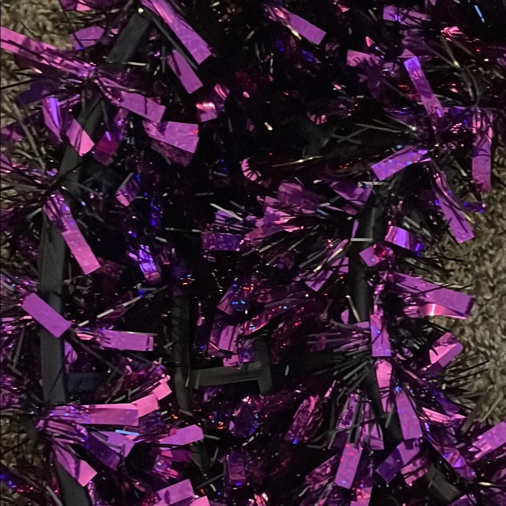 Halloween Plastic Purple and Black Bat Tinsel Wreath